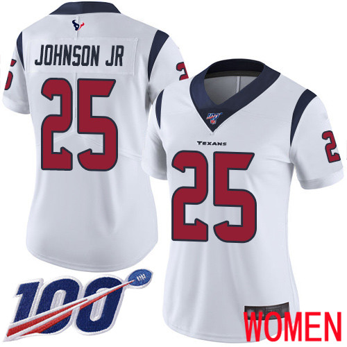Houston Texans Limited White Women Duke Johnson Jr Road Jersey NFL Football #25 100th Season Vapor Untouchable